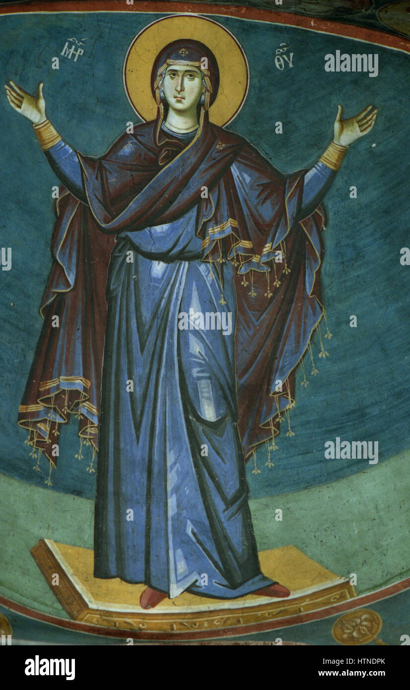 Peintures dans l'église de la Théotokos Peribleptos Ohrid de 0300 Banque D'Images