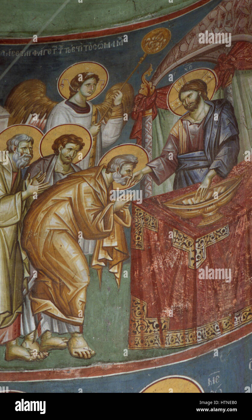 Peintures dans l'église de la Théotokos Peribleptos Ohrid de 0301 Banque D'Images