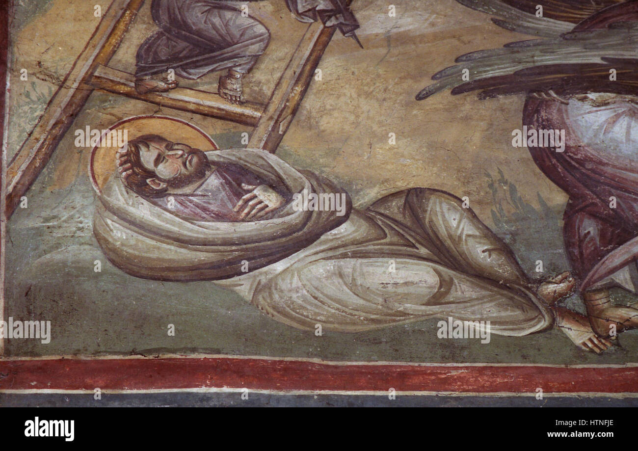 Peintures dans l'église de la Théotokos Peribleptos Ohrid de 0355 Banque D'Images