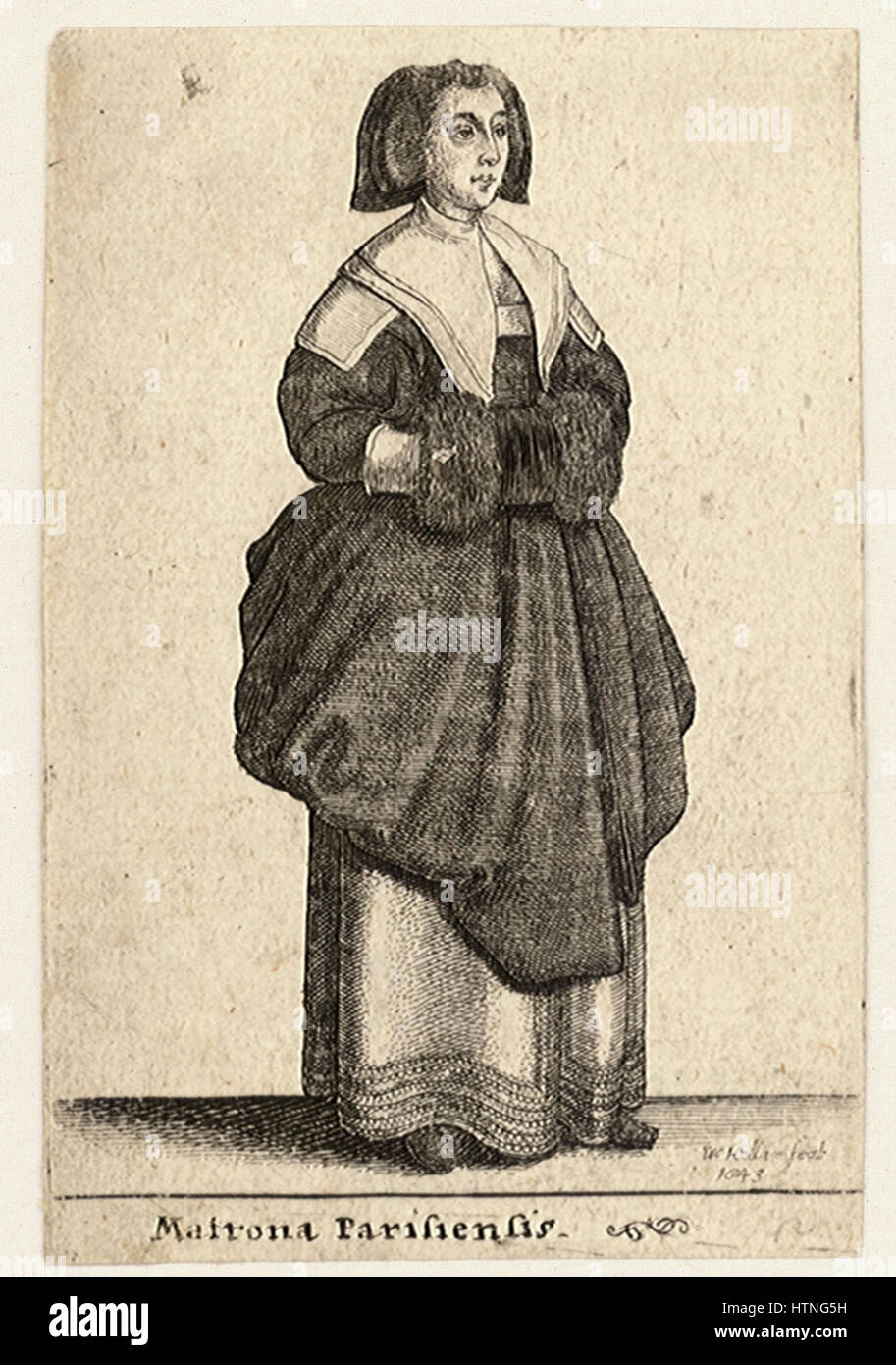 Matrona Parisiensis de Venceslas Hollar est une gravure représentant une femme parisienne au XVIIe siècle. La gravure reflète la compétence de Hollar à capturer des détails complexes et de la texture, mettant en valeur la mode et le statut social de la période. Banque D'Images Matrona Parisiensis de Venceslas Hollar est une gravure représentant une femme parisienne au XVIIe siècle. La gravure reflète la compétence de Hollar à capturer des détails complexes et de la texture, mettant en valeur la mode et le statut social de la période. Banque D'Images