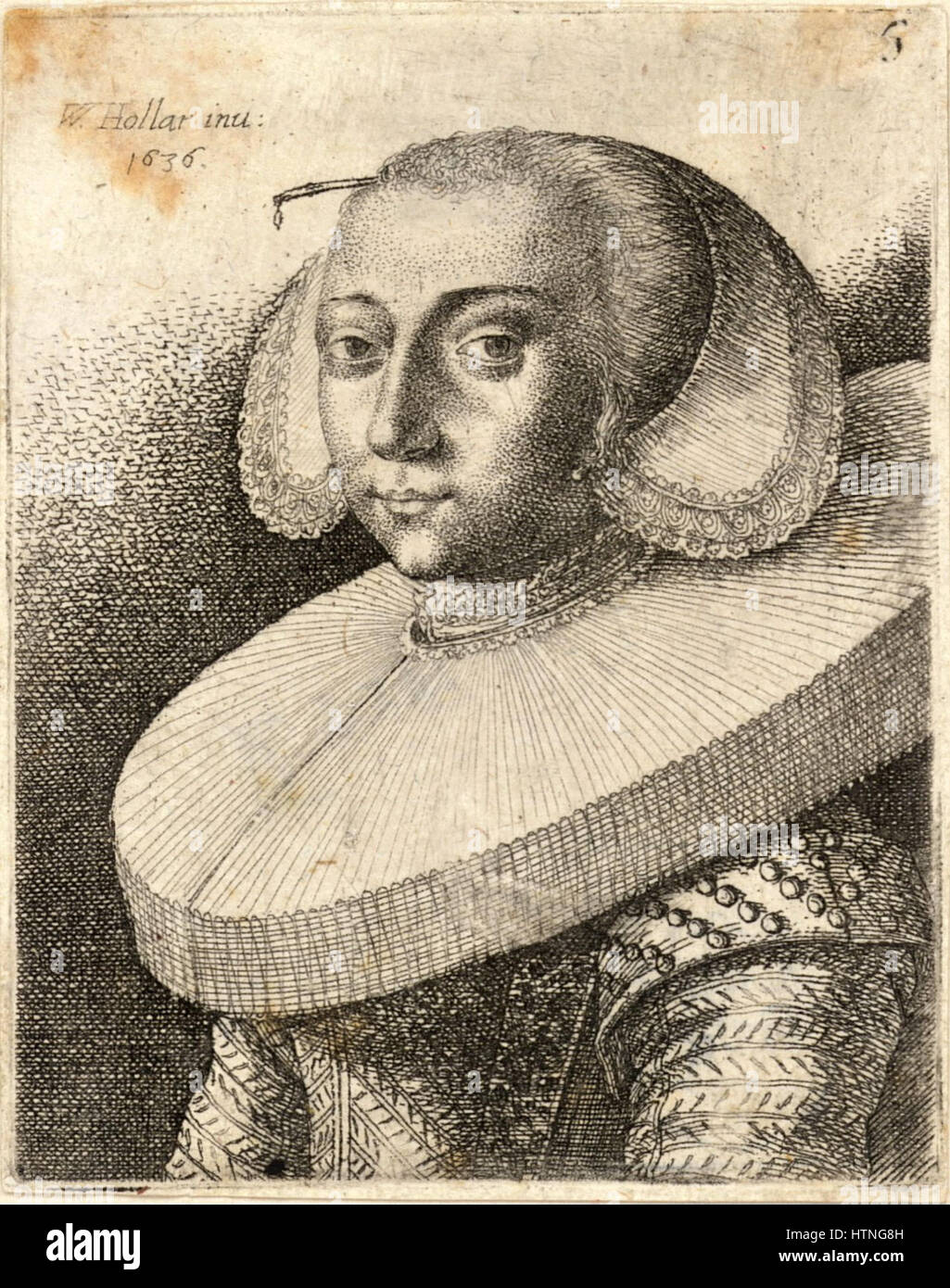 Place Wenceslas Hollar - la même femme, avec une collerette (état 2) Banque D'Images Place Wenceslas Hollar - la même femme, avec une collerette (état 2) Banque D'Images