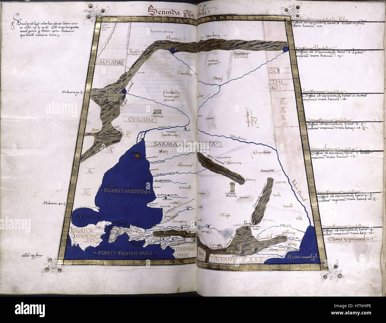 Cosmographia de Ptolémée Sarmatie Rha-river Banque D'Images