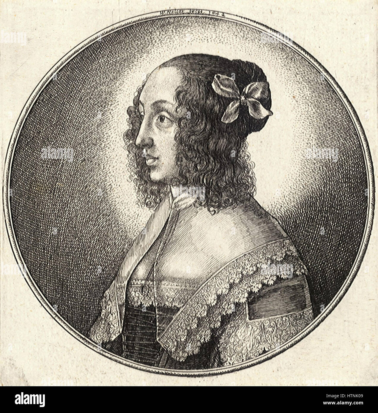 Place Wenceslas Hollar - Femme avec gros noeud sur le côté gauche de sa tête Banque D'Images