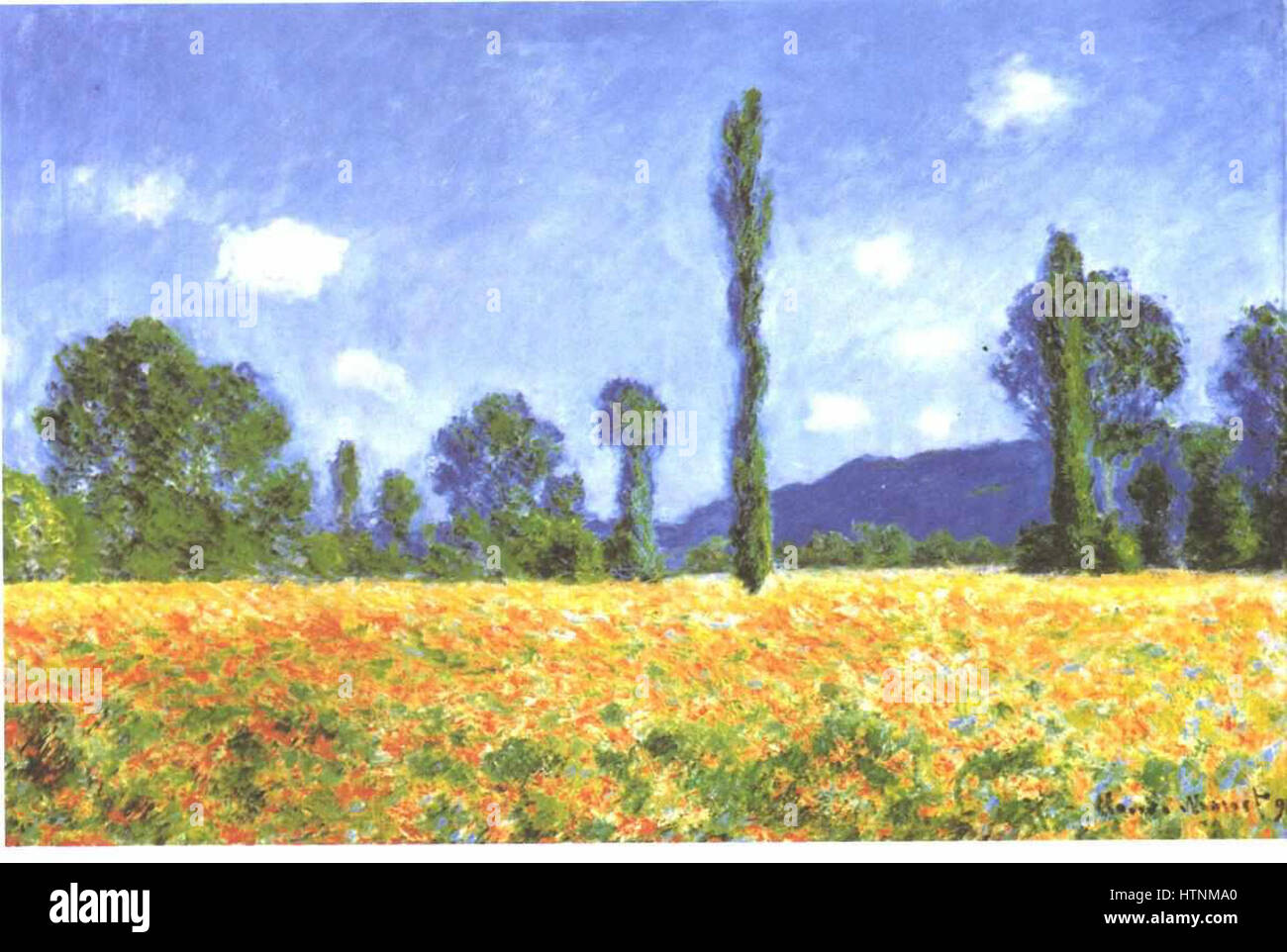 « Mohnfeld » (champ de coquelicots) de Claude Monet représente un champ vibrant et ensoleillé de coquelicots rouges, caractéristique du style impressionniste de Monet avec son pinceau lâche et l'accent mis sur la lumière et la couleur. Banque D'Images