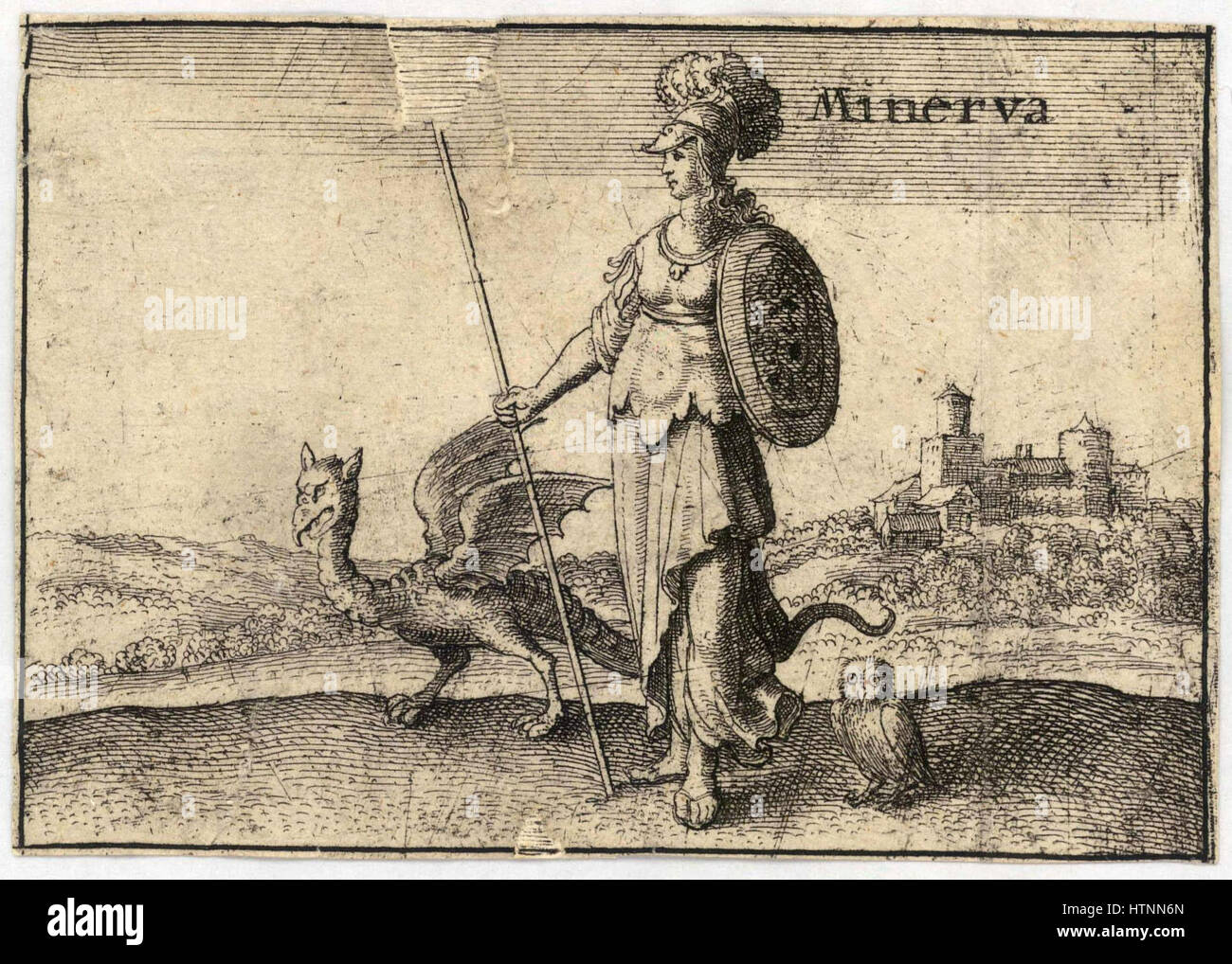 Place Wenceslas Hollar - les dieux grecs. Minerva Banque D'Images