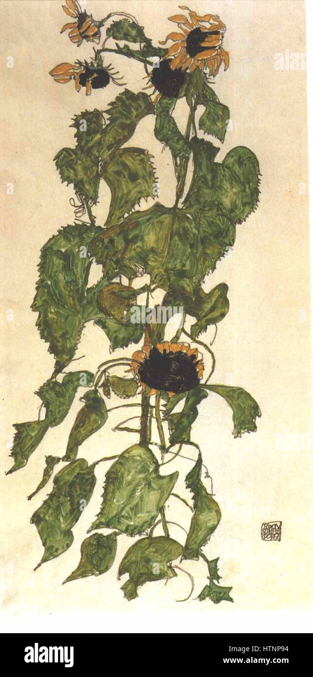 Schiele - Sonnenblumen - 1917 Banque D'Images
