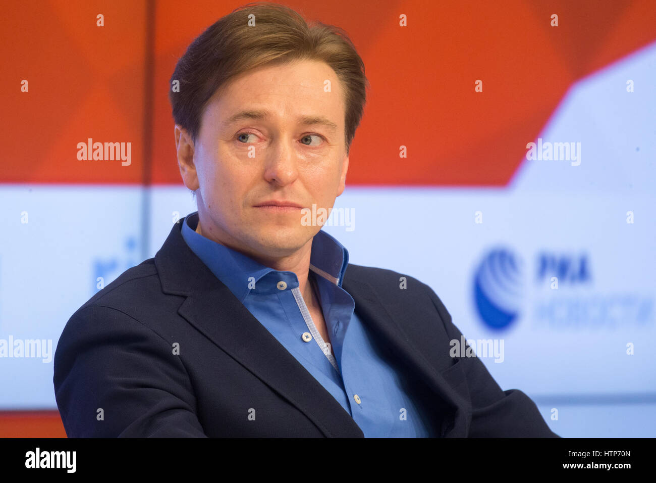 Moscou, Russie. 14Th Mar, 2017. Producteur et acteur Sergei Bezrukov lors d'une rencontre avec les réalisateurs du film "Après vous êtes allé' Credit : Victor/Vytolskiy Alamy Live News Banque D'Images