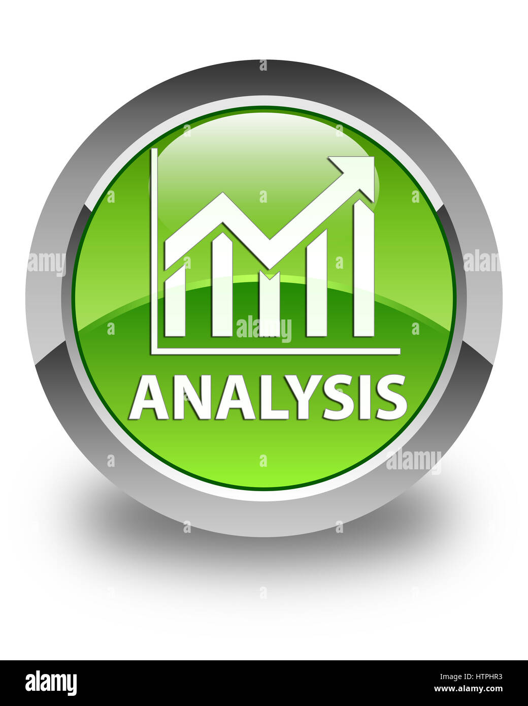 (Icône) Analyse statistique isolé sur le bouton rond vert brillant abstract illustration Banque D'Images