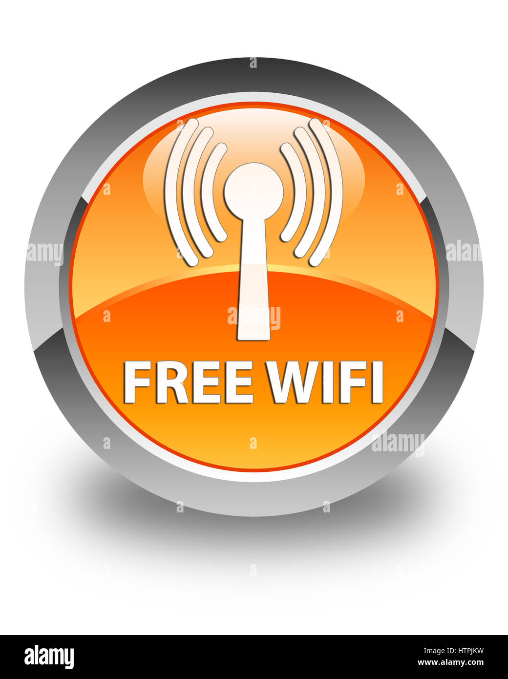 Free wifi (wlan) réseau isolé sur bouton rond orange brillant abstract illustration Banque D'Images