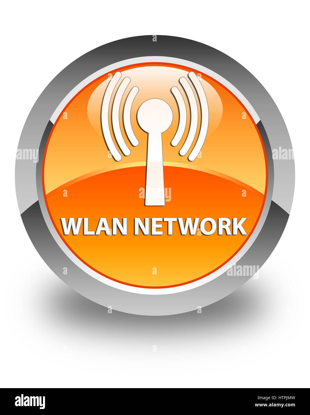 Réseau WLAN isolé sur orange brillant bouton rond abstract illustration Banque D'Images