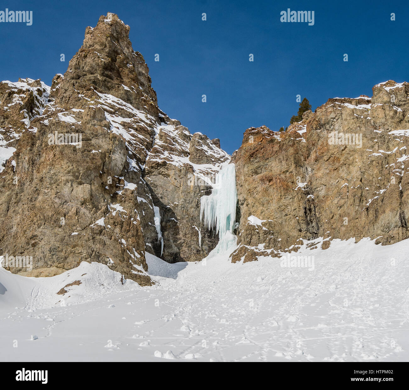 L'escalade de glace appelé prédicateur rated WI5 près de Sun Valley Idaho Banque D'Images