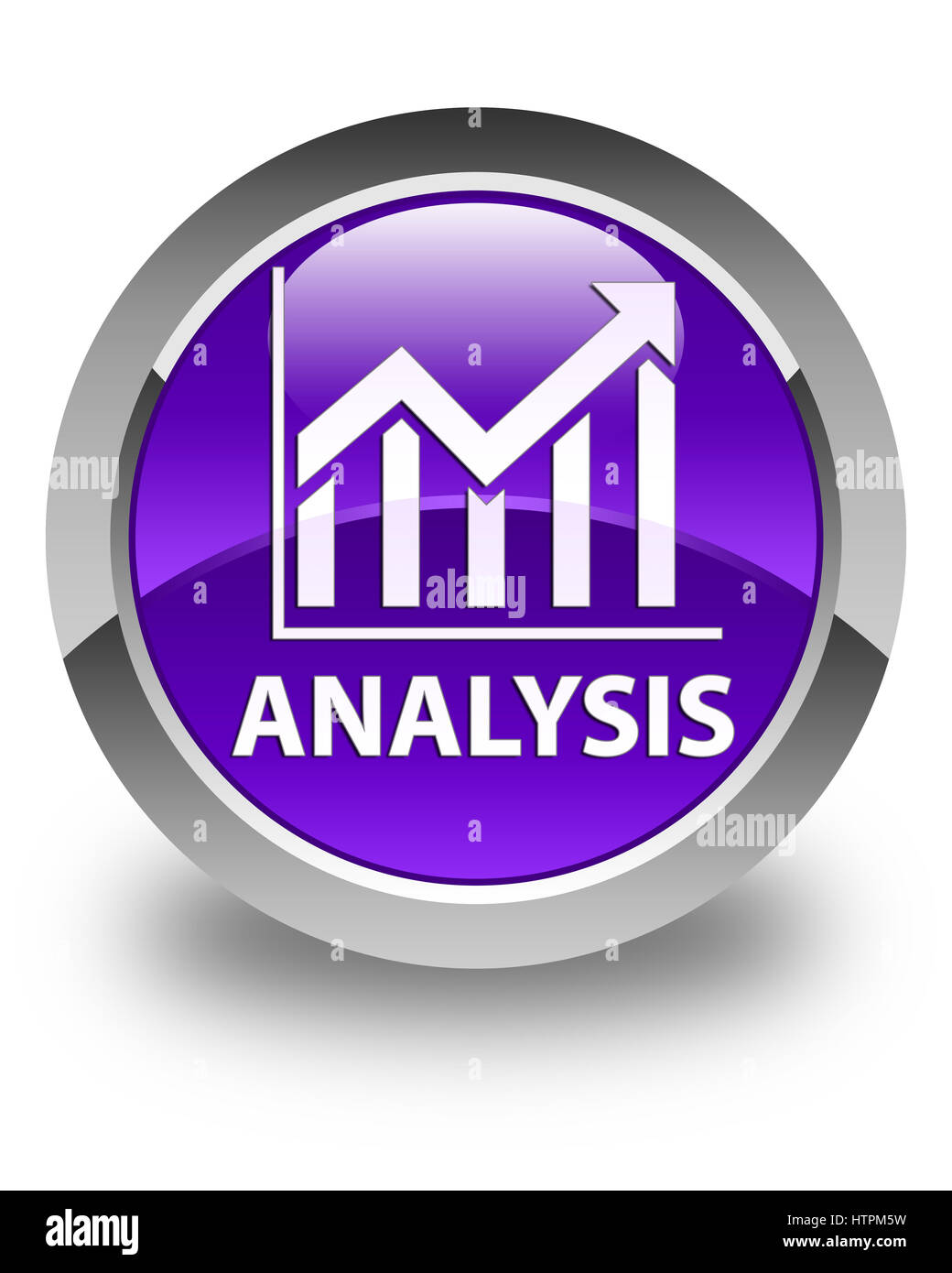 (Analyse statistique) isolé sur l'icône bouton rond violet brillant abstract illustration Banque D'Images