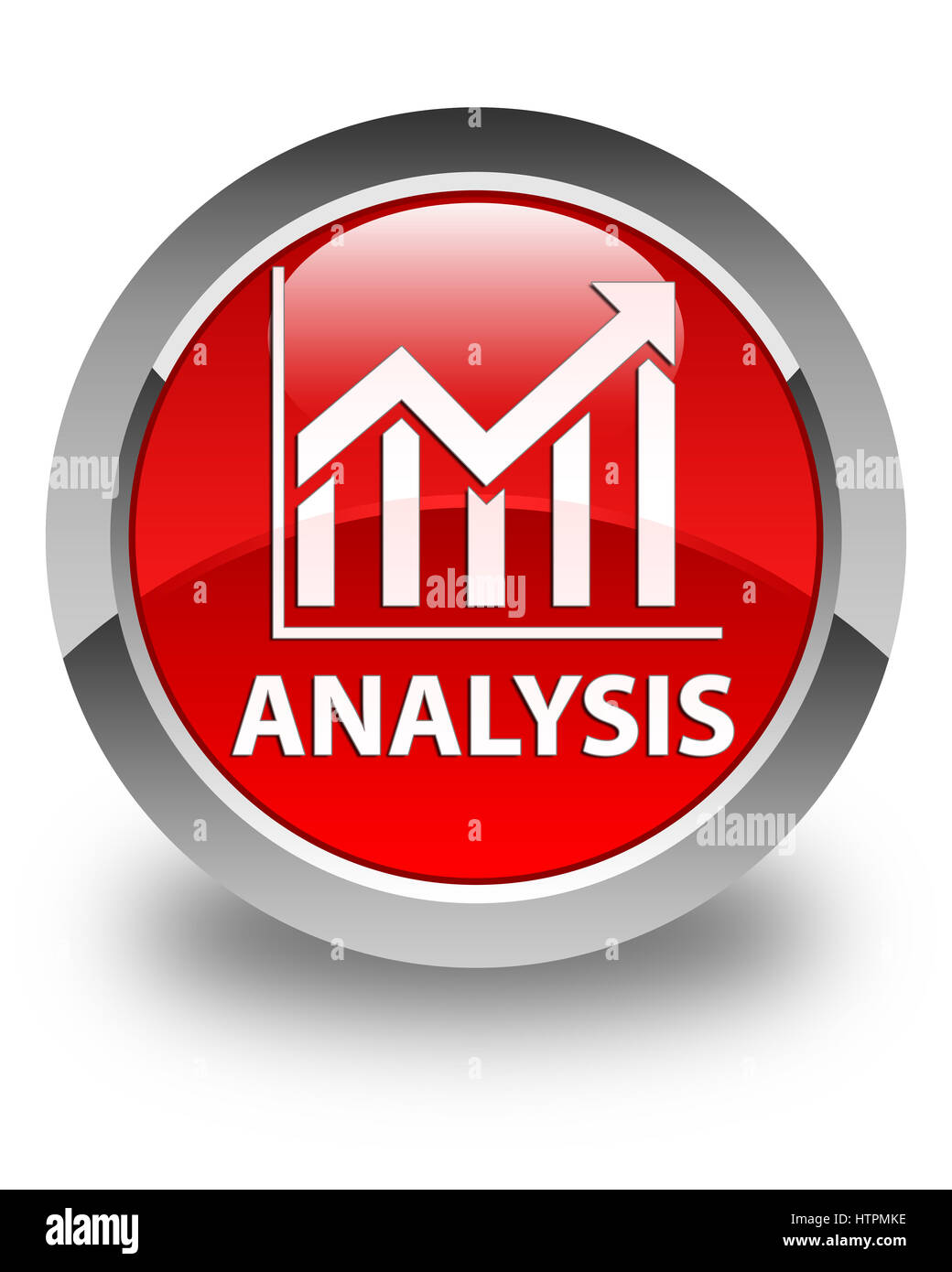 (Icône) Analyse statistique isolé sur le bouton rond rouge brillant abstract illustration Banque D'Images