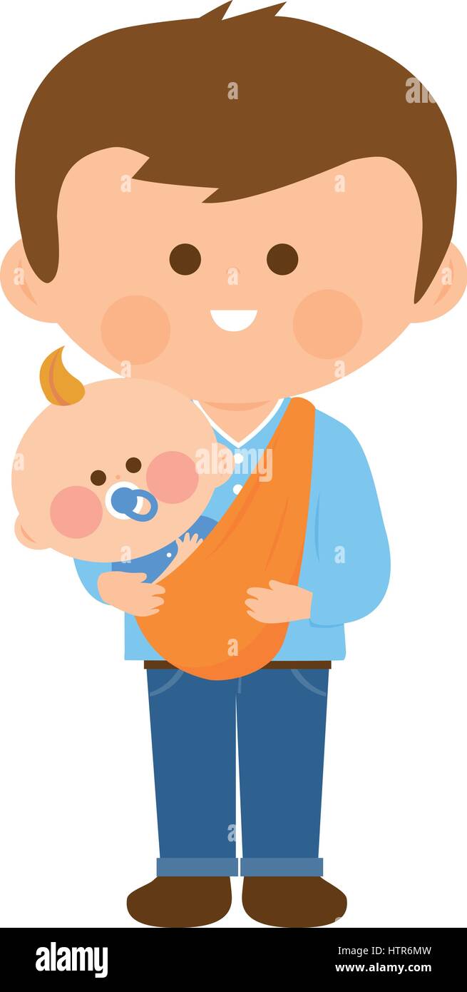Vector Illustration d'un père portant son bébé dans une écharpe porte-bébé  Image Vectorielle Stock - Alamy