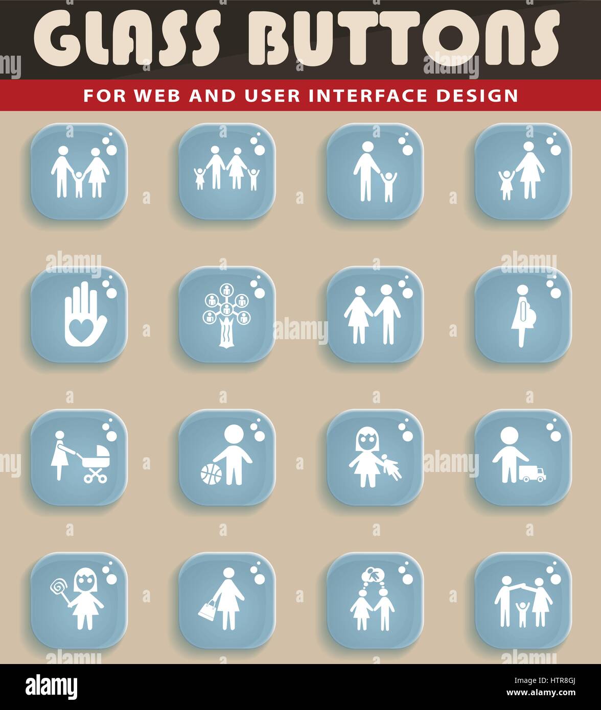 Site web de la famille des icônes pour la conception d'interface utilisateur Illustration de Vecteur
