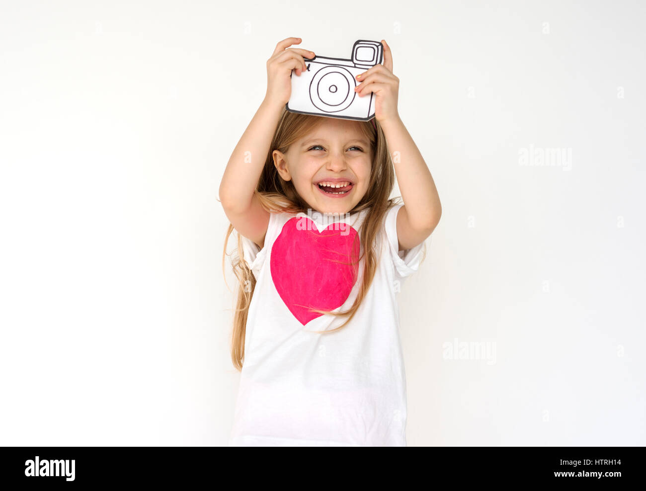 Portrait enfant holding icône de papier Banque D'Images