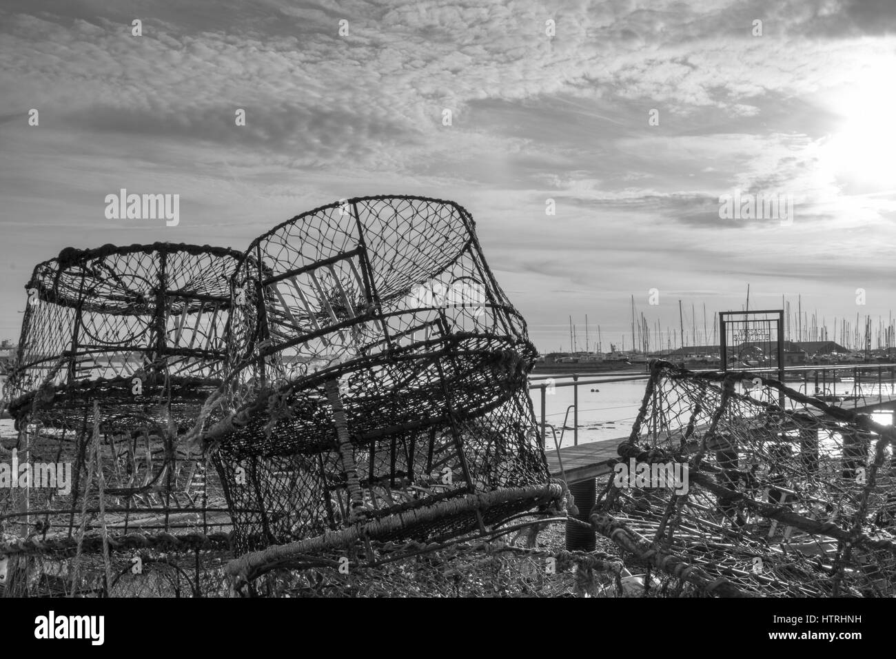 Des casiers à homard, en monochrome Banque D'Images