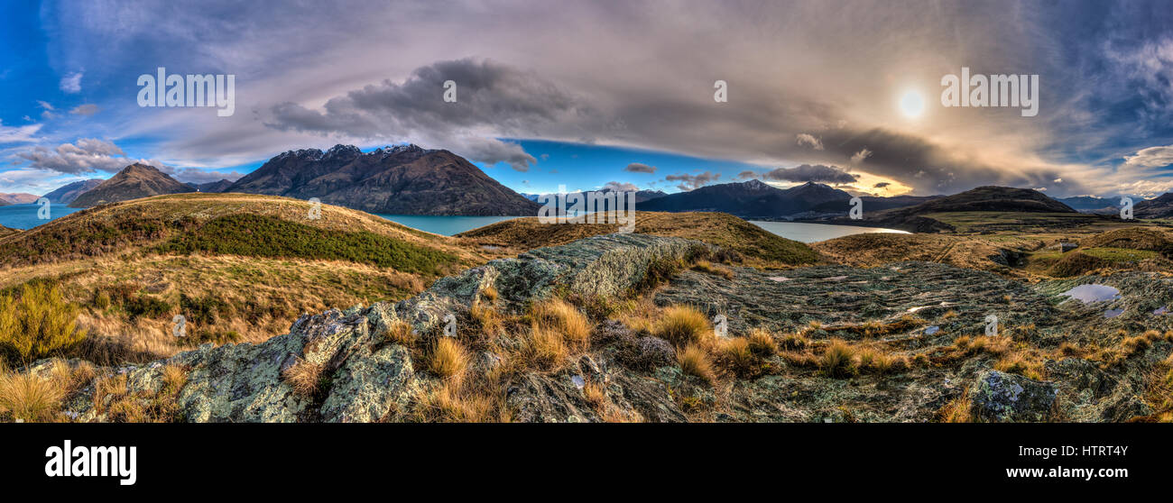 Le magnifique paysage que vous voyez sur la voie près de Jack's Point Queenstown en Nouvelle-Zélande Banque D'Images