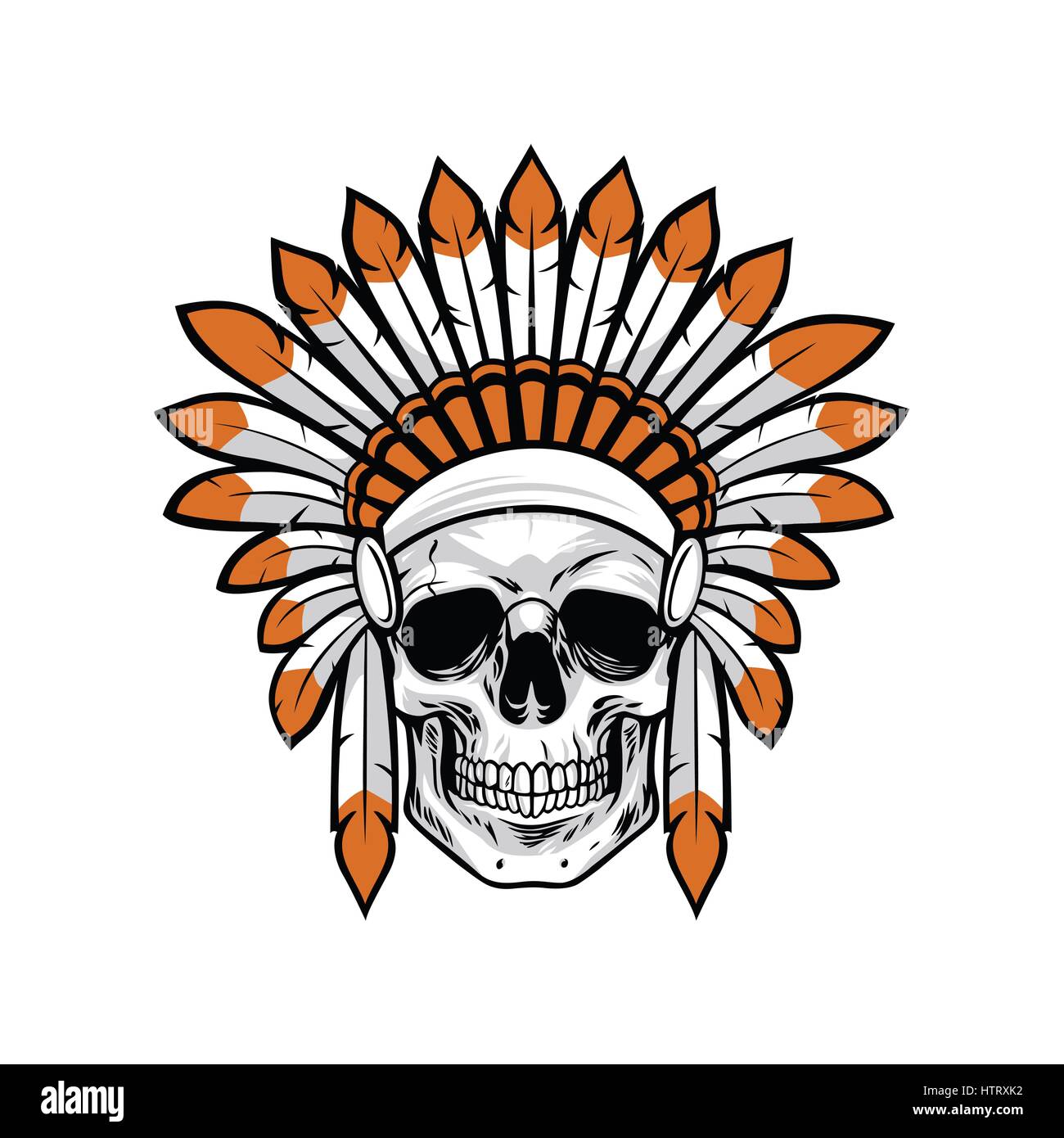 Native American Indian Skull Vector Illustration Illustration de Vecteur