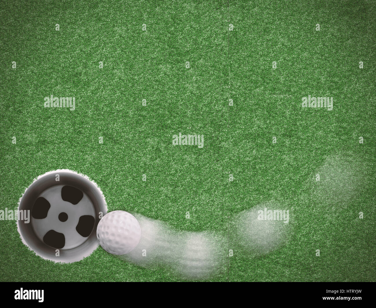 Ligne courbe motion golf ball on Green grass Banque D'Images