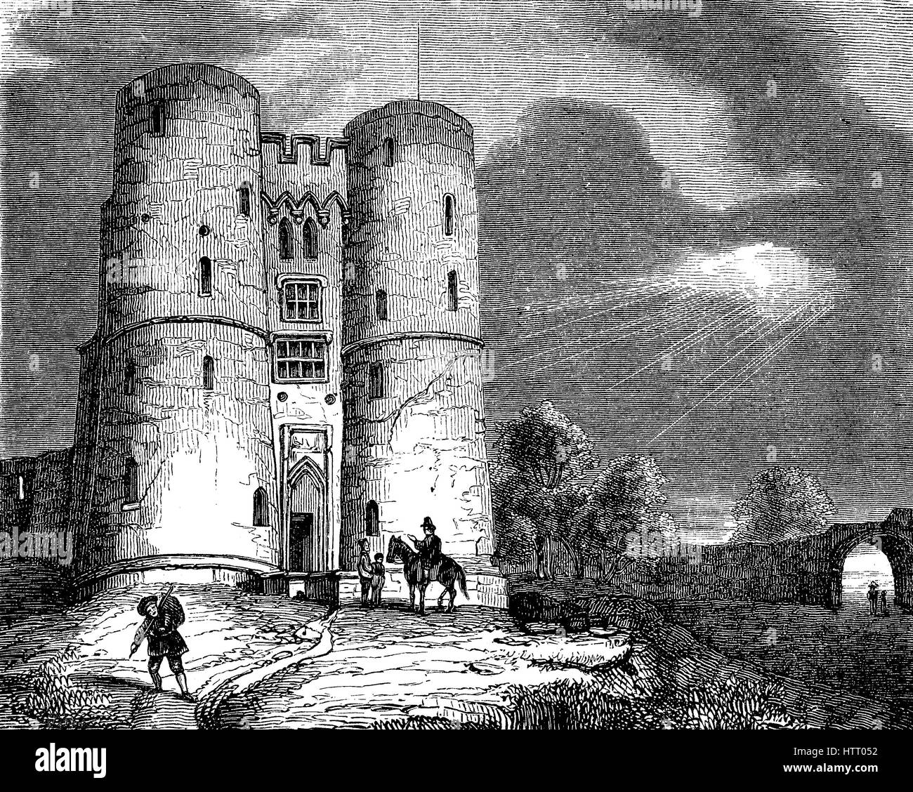 Château de Fotheringhay Fotheringay, Château, a été dans le village de, le nord de Fotheringhay le bourg de Castel Guelfo di Bologna, Northamptonshire, reproduction d'une gravure sur bois à partir de l'année 1880, l'amélioration numérique Banque D'Images