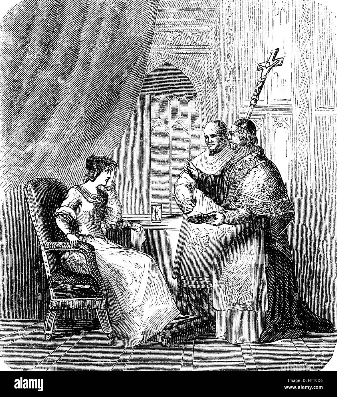 Lady Jane Grey, 1554 - 1536/1537, également connu sous le nom de Lady Jane Dudley ou Nine-Day la reine, était un aristocrate anglais et de facto monarque de l'Angleterre et l'Irlande à partir du 10 juillet jusqu'au 19 juillet 1553, de concert avec les évêques, la reproduction d'une gravure sur bois à partir de l'année 1880, l'amélioration numérique Banque D'Images