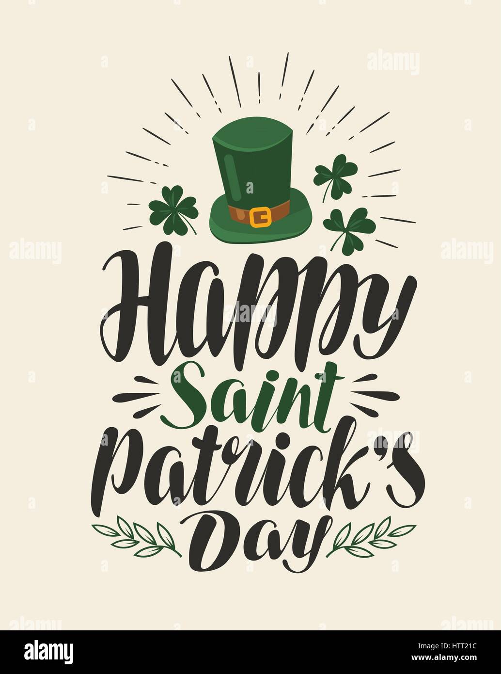 Happy st. Patrick's Day, vintage carte de vœux. Maison de vacances fête de la bière irlandaise, bannière. Le lettrage, calligraphie vector illustration Illustration de Vecteur