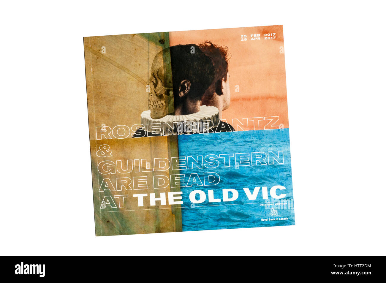 Programme pour la production de 2017 Rosencrantz et Guildenstern sont morts de Tom Stoppard au Old Vic. Banque D'Images