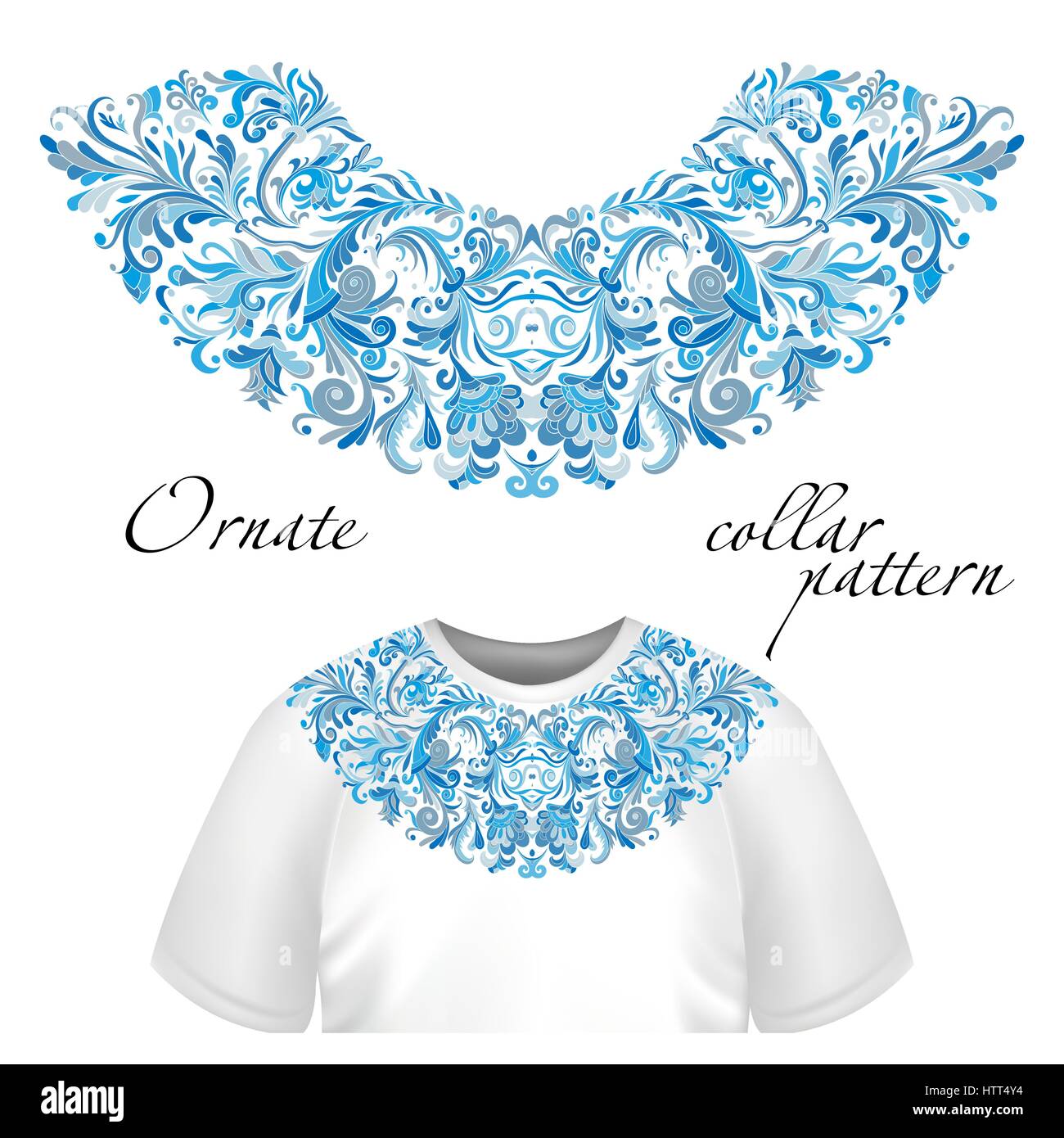 Collier vecteur conception de t-shirts et blouses. Ligne de cou colorés de fleurs ethnique. La broderie pour la Mode Illustration de Vecteur