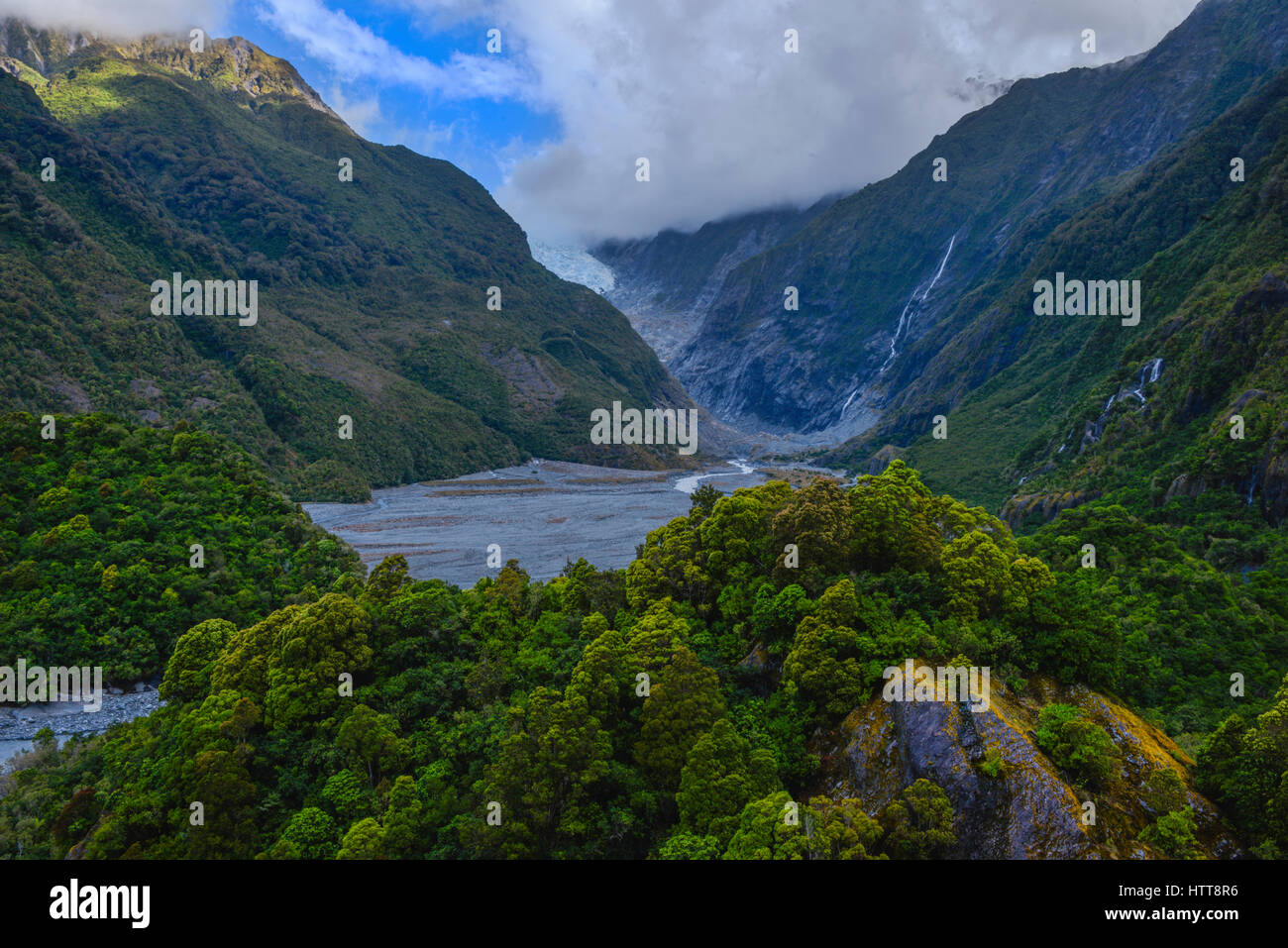 Plan large de la Franz Joseph glacier dans Westland, Nouvelle-Zélande Banque D'Images