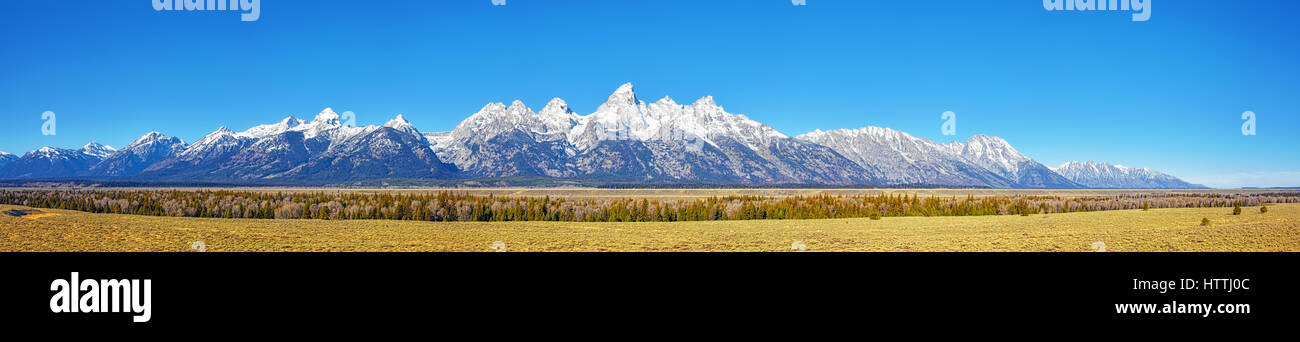 Photo panoramique du Grand Teton Mountain Range en automne, Wyoming, USA Banque D'Images Photo panoramique du Grand Teton Mountain Range en automne, Wyoming, USA Banque D'Images
