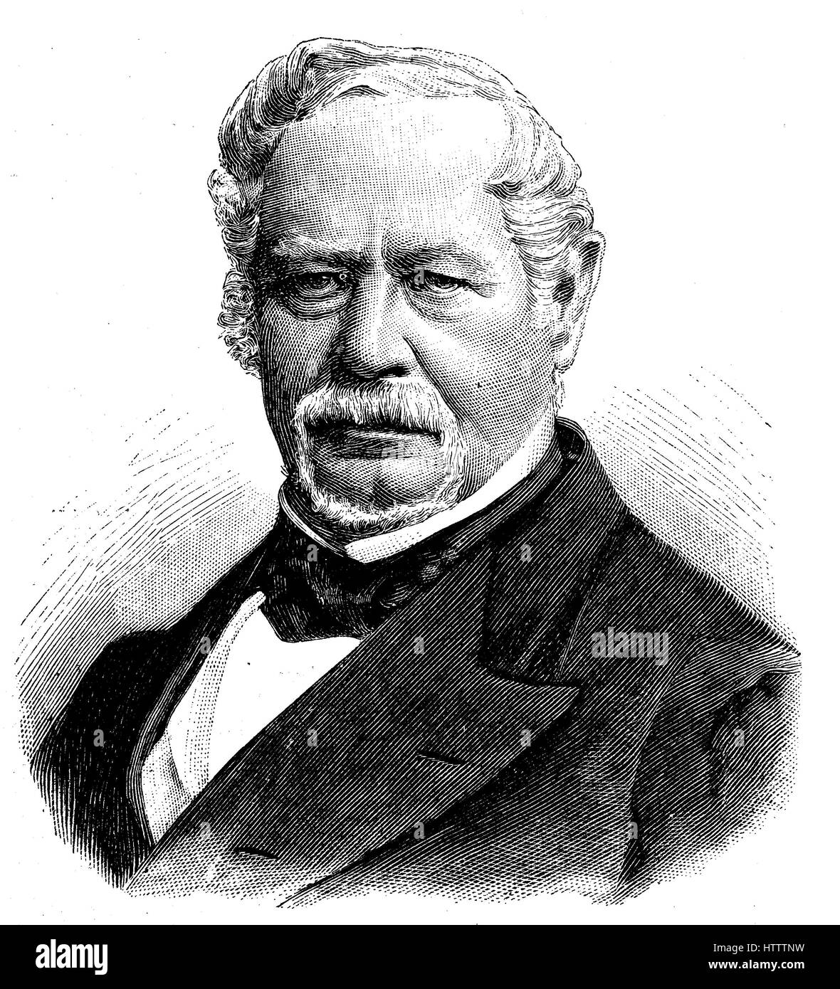 Les militaires de l'Allemagne à la guerre franco-prussienne de 1870 - 1871, le comte Heinrich Friedrich August von Itzenplitz, Février 23, 1799 - février 15, 1883, a été un ministre prussien, naturaliste et juriste, l'Allemagne, la reproduction d'une gravure sur bois à partir de 1882, l'amélioration numérique Banque D'Images