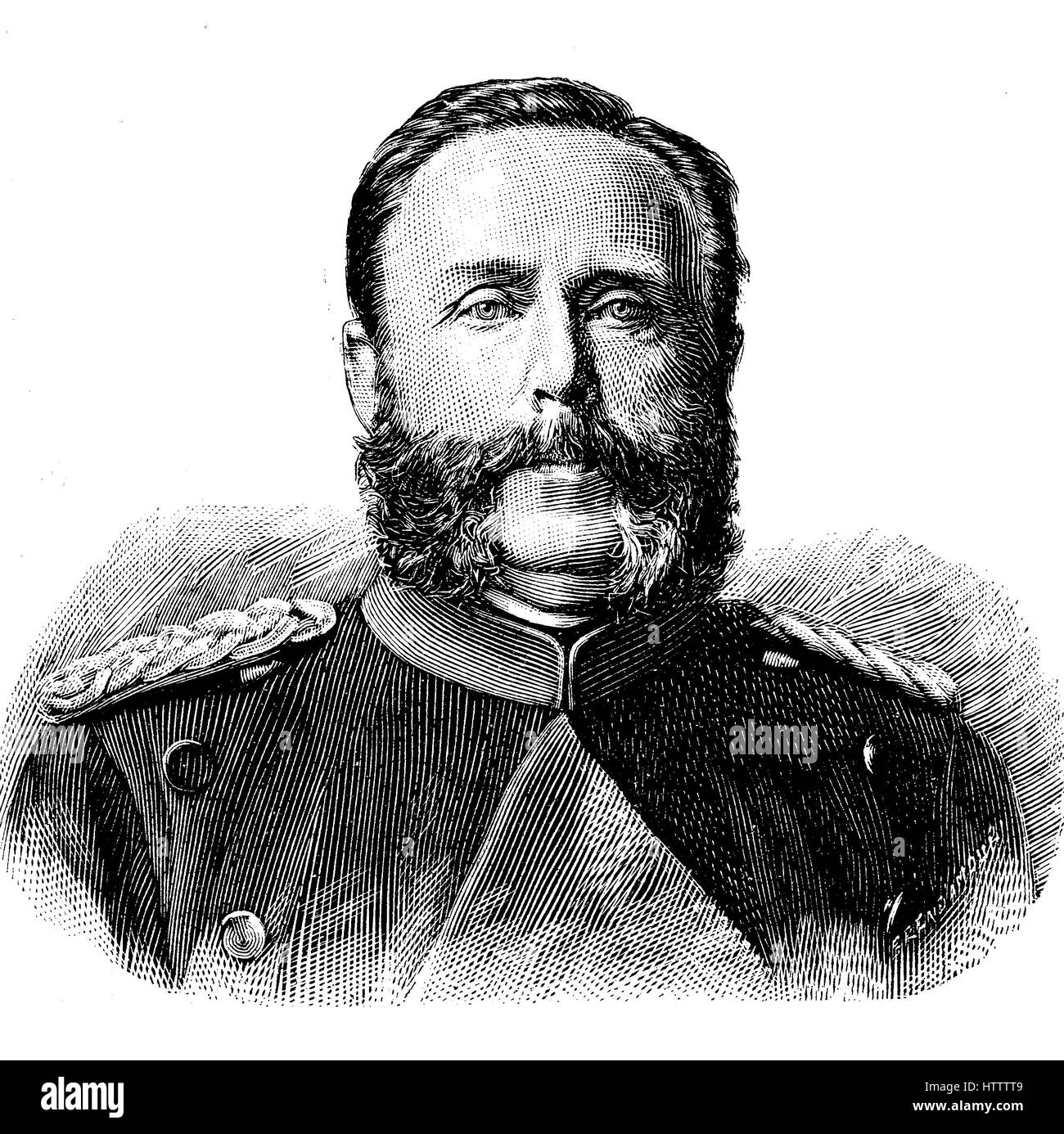 Les militaires de l'Allemagne à la guerre franco-prussienne de 1870 - 1871, chirurgien en chef von Beck MD, l'Allemagne, la reproduction d'une gravure sur bois à partir de 1882, l'amélioration numérique Banque D'Images