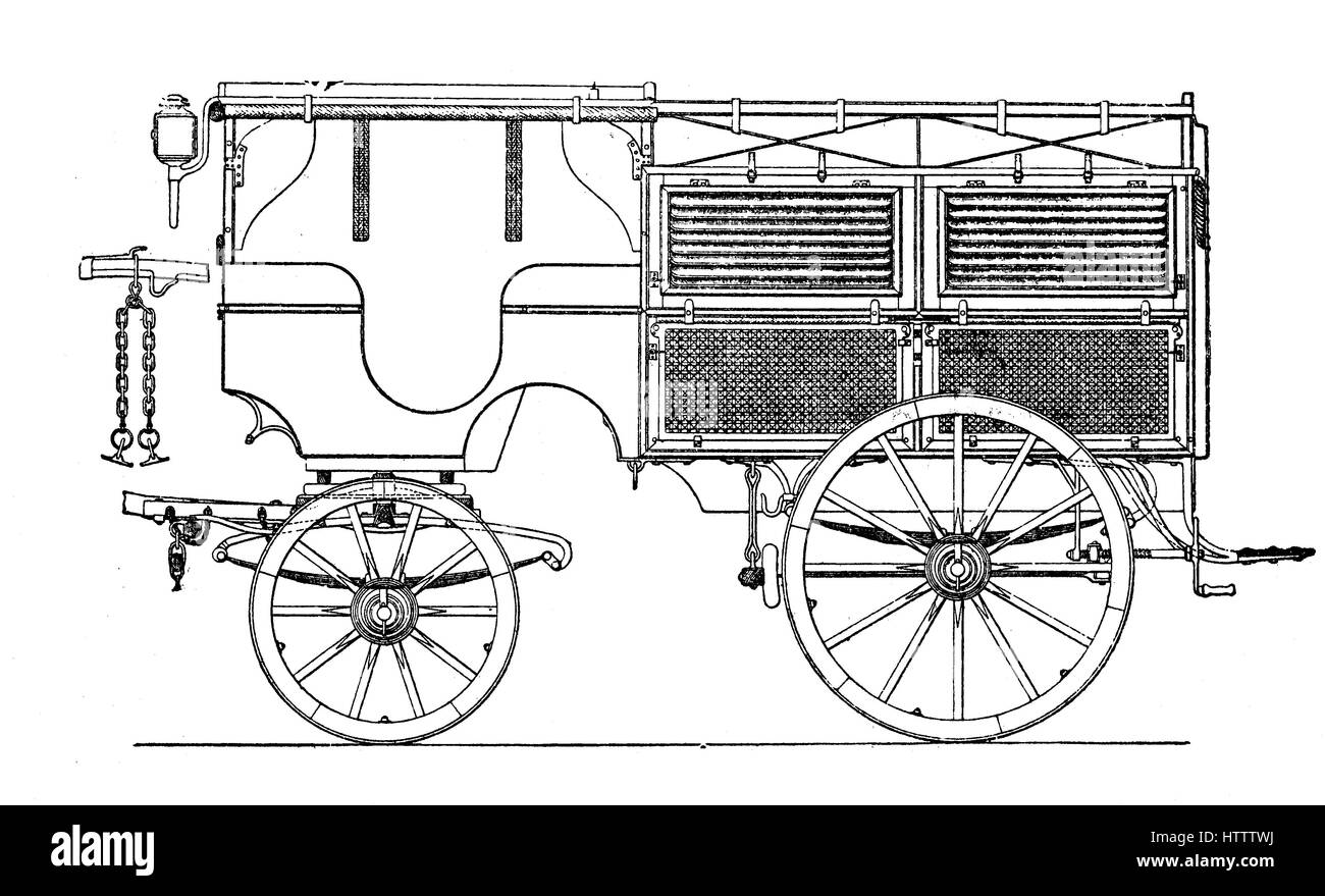 Guerre franco-prussienne 1870 - 1871 Wuerttembergian, quatre dans la main malade transport location, l'Allemagne, la reproduction d'une gravure sur bois à partir de 1882, l'amélioration numérique Banque D'Images