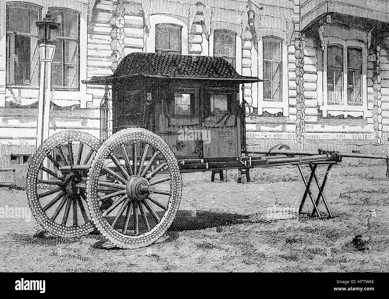 Wagon chinois, a été utilisé au cours du parcours à travers la Mongolie, la Chine, la reproduction d'une gravure sur bois à partir de 1882, l'amélioration numérique Banque D'Images