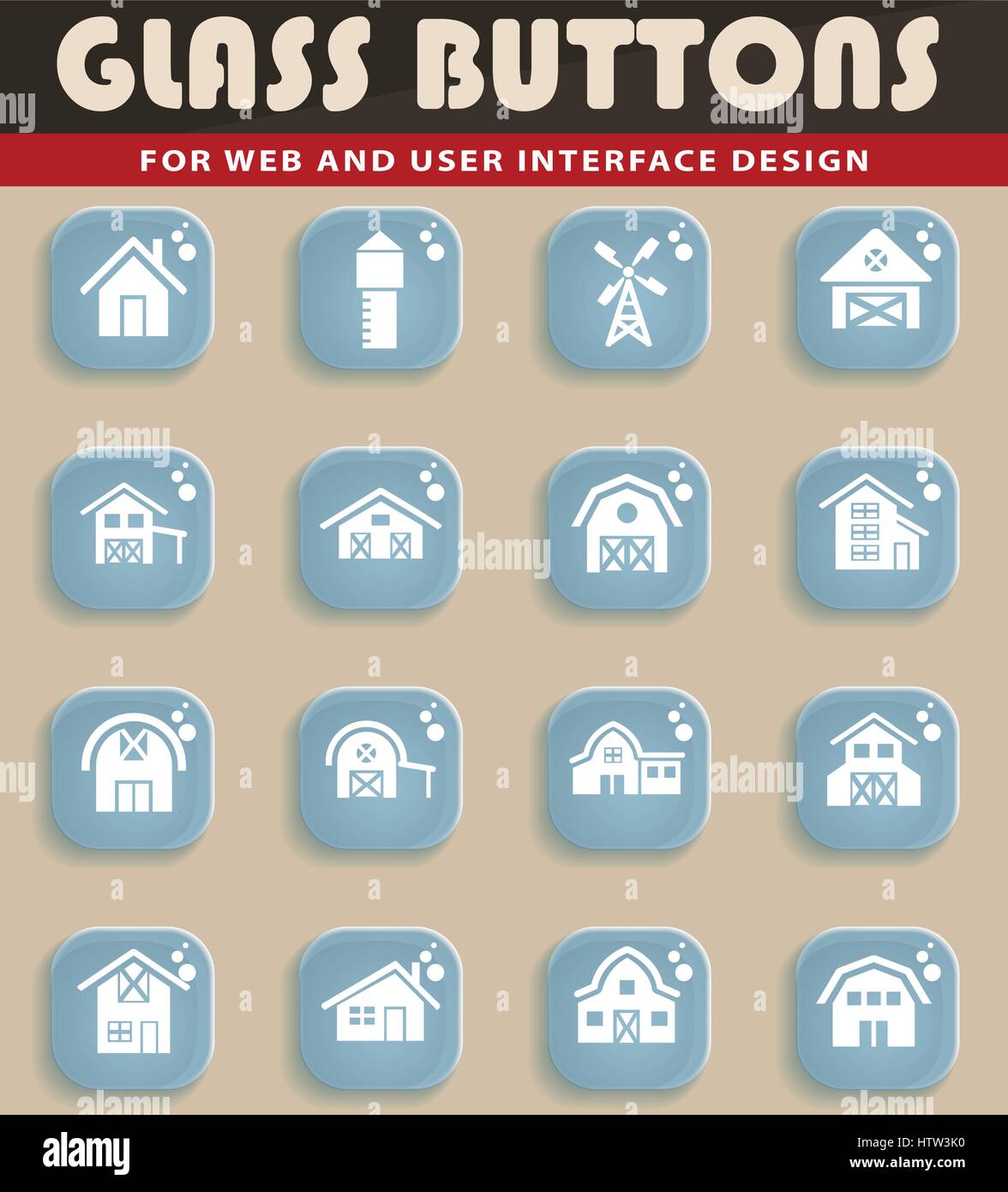 Bâtiment de ferme web icons pour la conception d'interface utilisateur Illustration de Vecteur