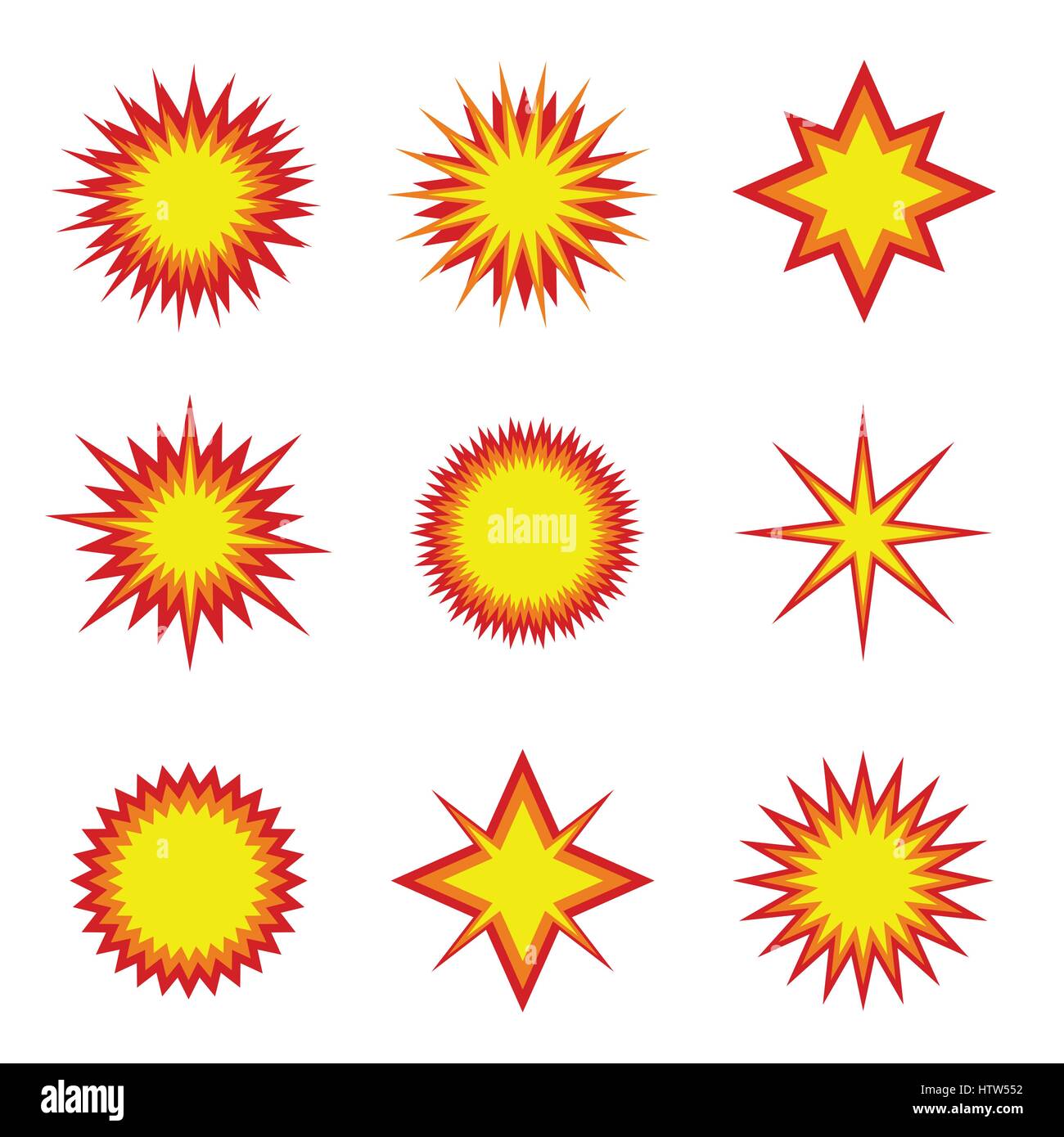 Explosion icon set Illustration de Vecteur