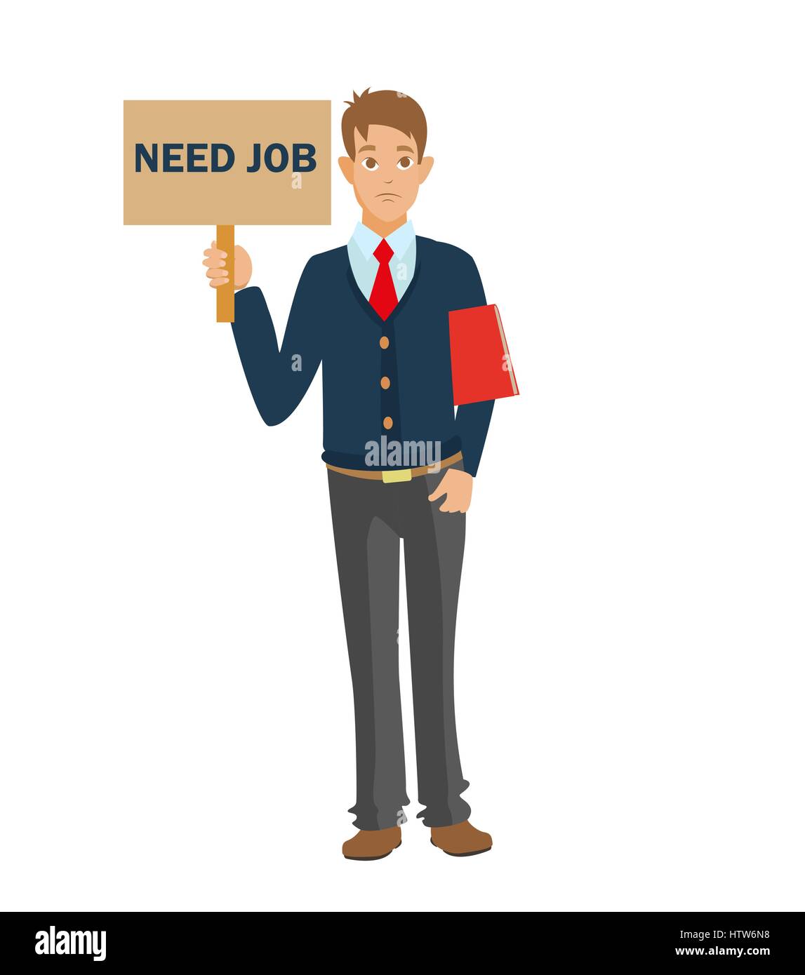 Homme au chômage à l'emploi besoin CV Illustration de Vecteur