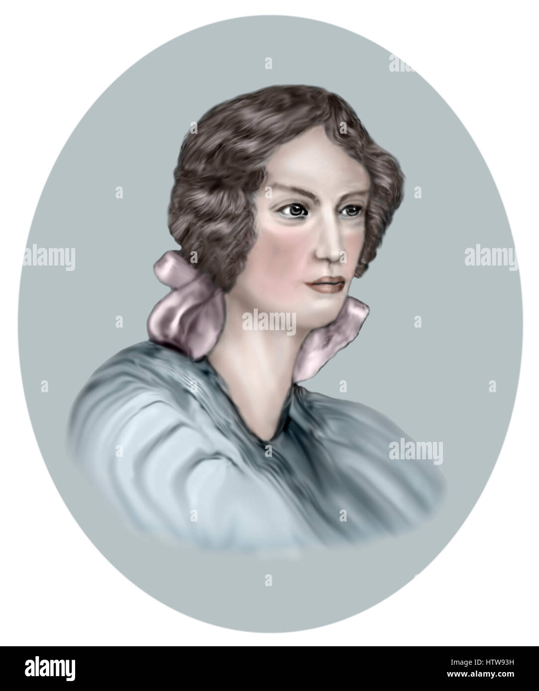 Emily Bronte, 1818-1848, écrivain anglais, Impression d'artiste Banque D'Images