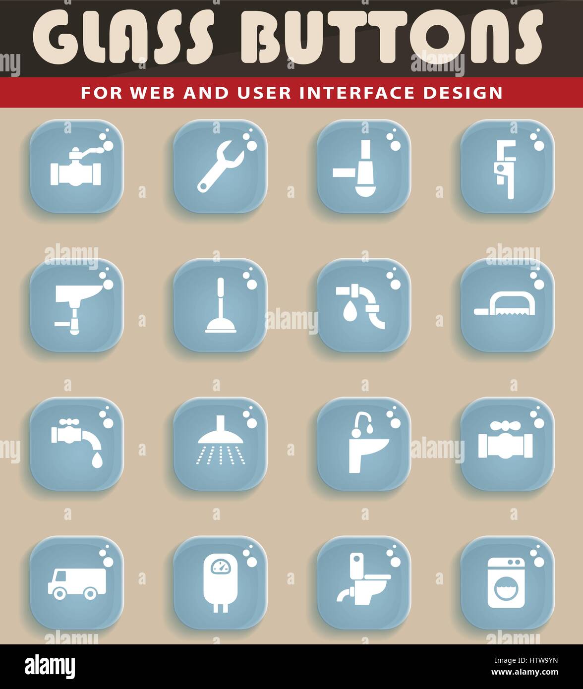Web service de plomberie et d'icônes pour la conception d'interface utilisateur Illustration de Vecteur