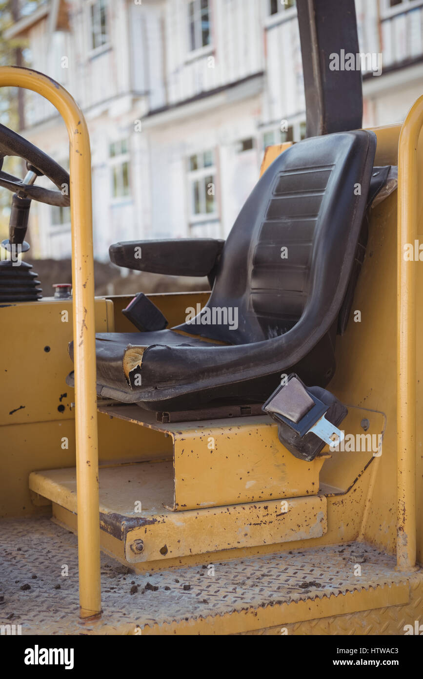 Siège du conducteur d'un bulldozer Banque D'Images