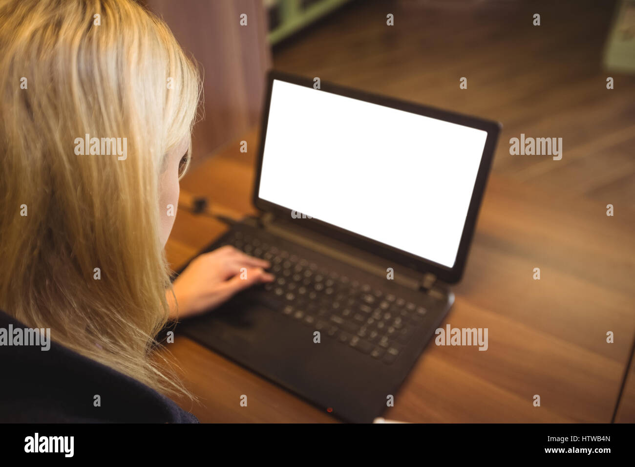 Woman using laptop Banque D'Images