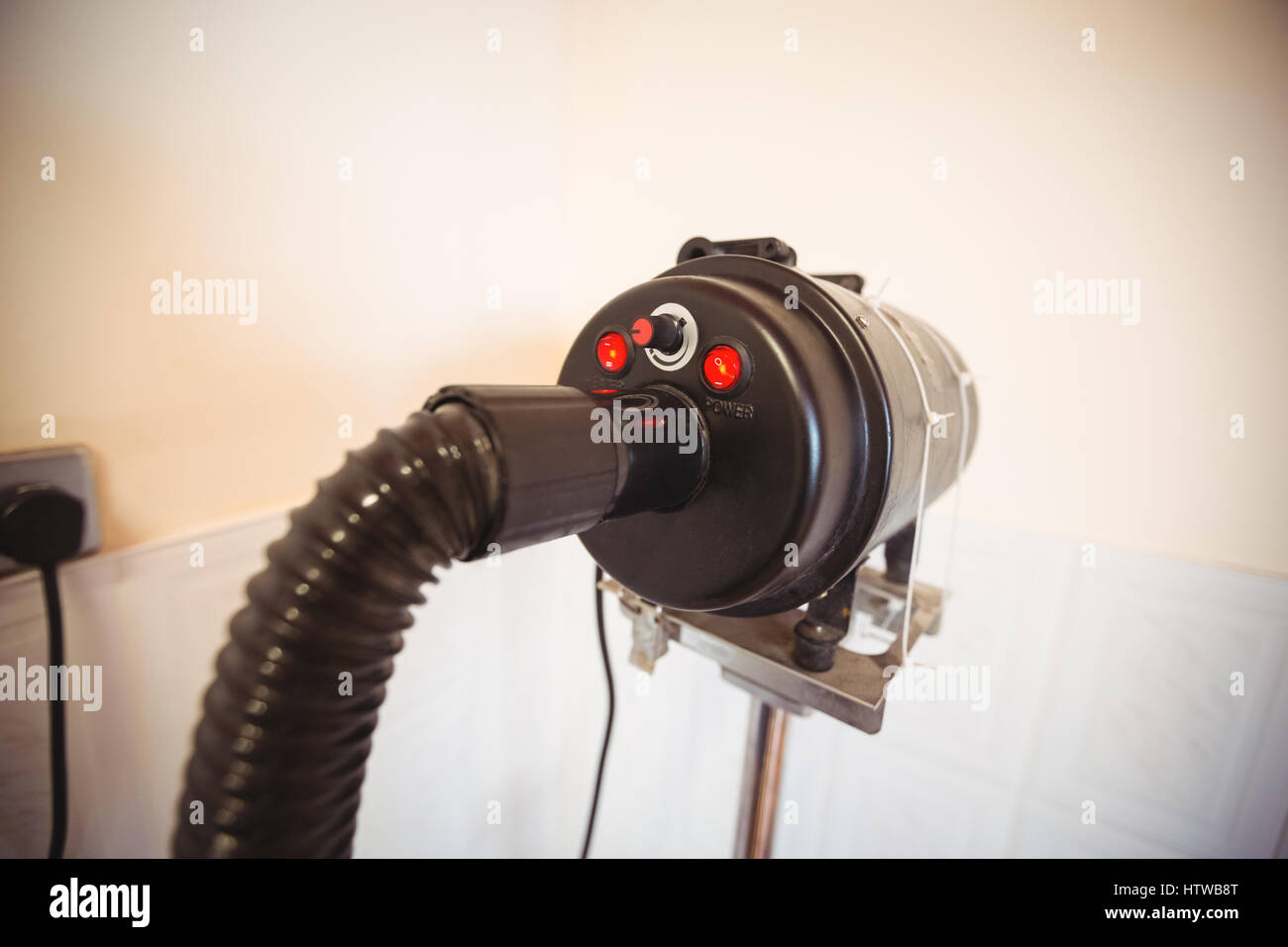 Sèche-cheveux dans chien chien de garde Banque D'Images