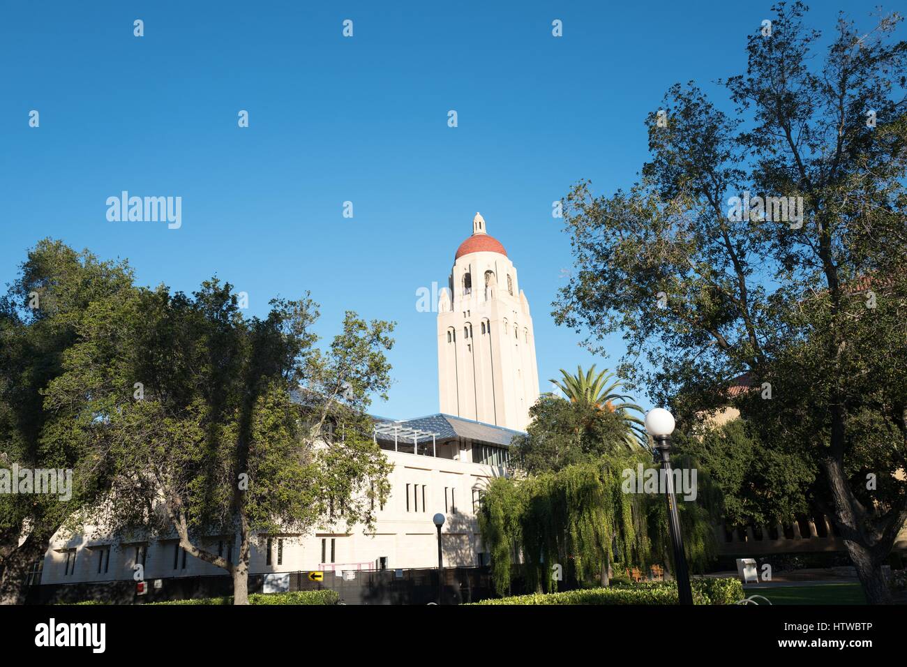 Hoover tower vue de l'autre côté d'un quad à l'Université de Stanford dans la Silicon Valley ville de Stanford, Californie, le 13 novembre 2016. Banque D'Images Hoover tower vue de l'autre côté d'un quad à l'Université de Stanford dans la Silicon Valley ville de Stanford, Californie, le 13 novembre 2016. Banque D'Images