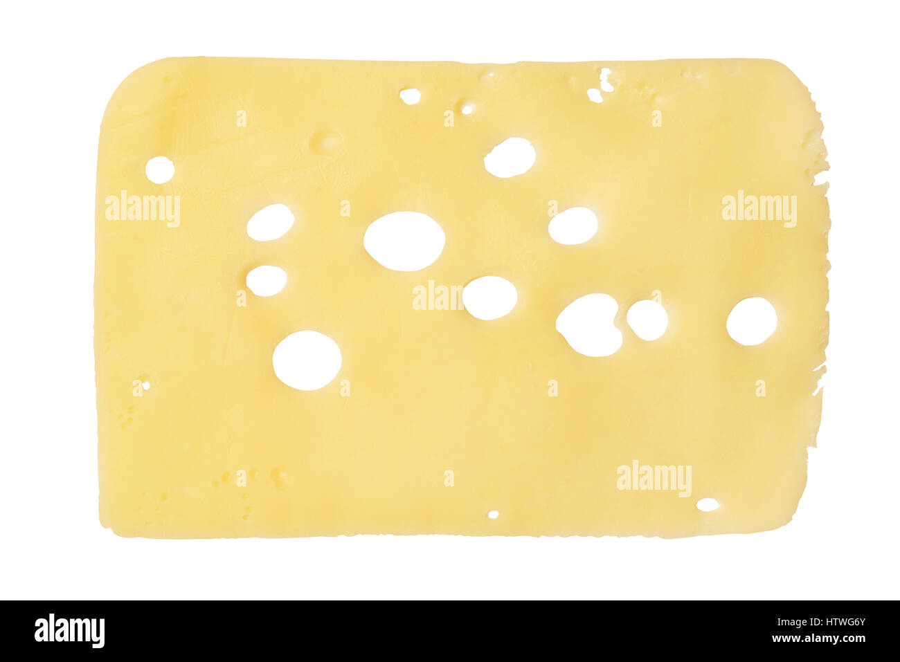 Tranche de fromage isolé sur fond blanc Banque D'Images