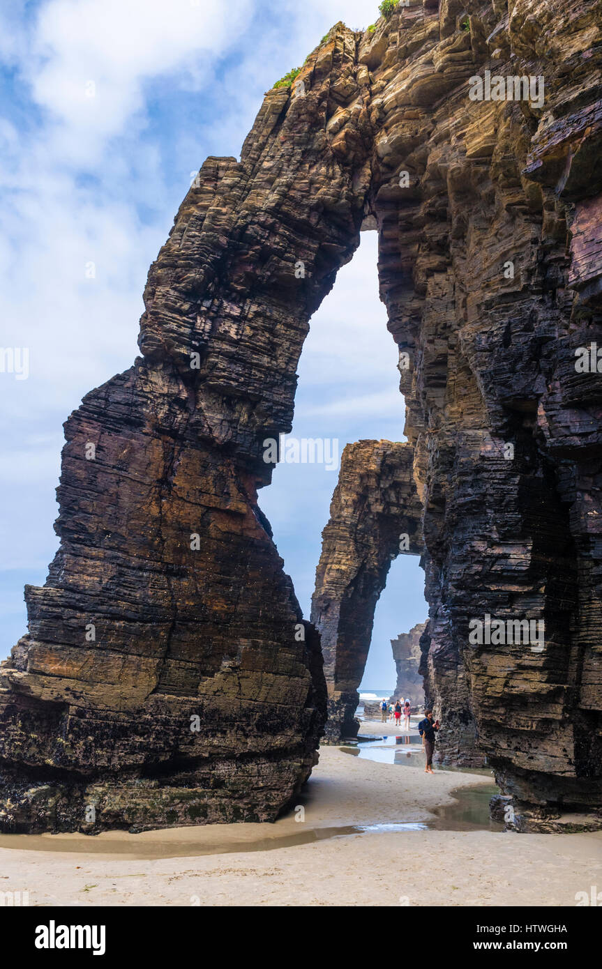 Rock arches à plage des Cathédrales monument naturel à ribadeo lugo province, municipalité, Galice, Espagne, Europe Banque D'Images