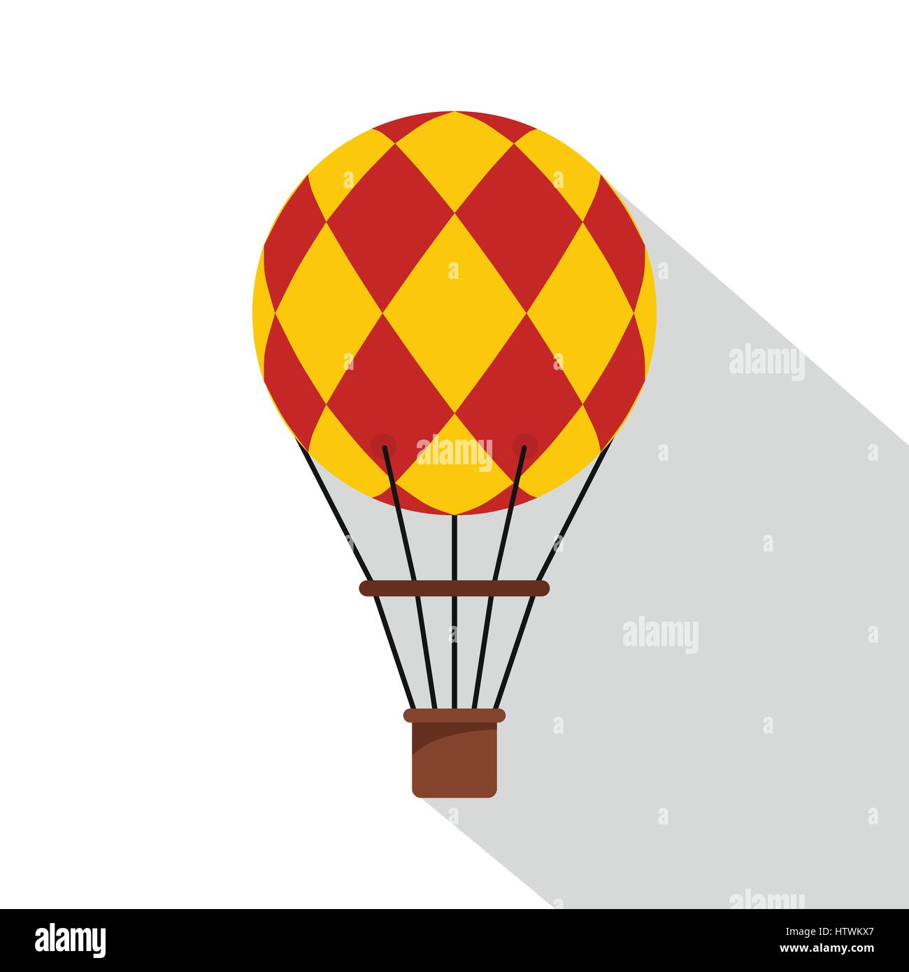 Jaune et rouge, hot air balloon, icône de style plat Illustration de Vecteur