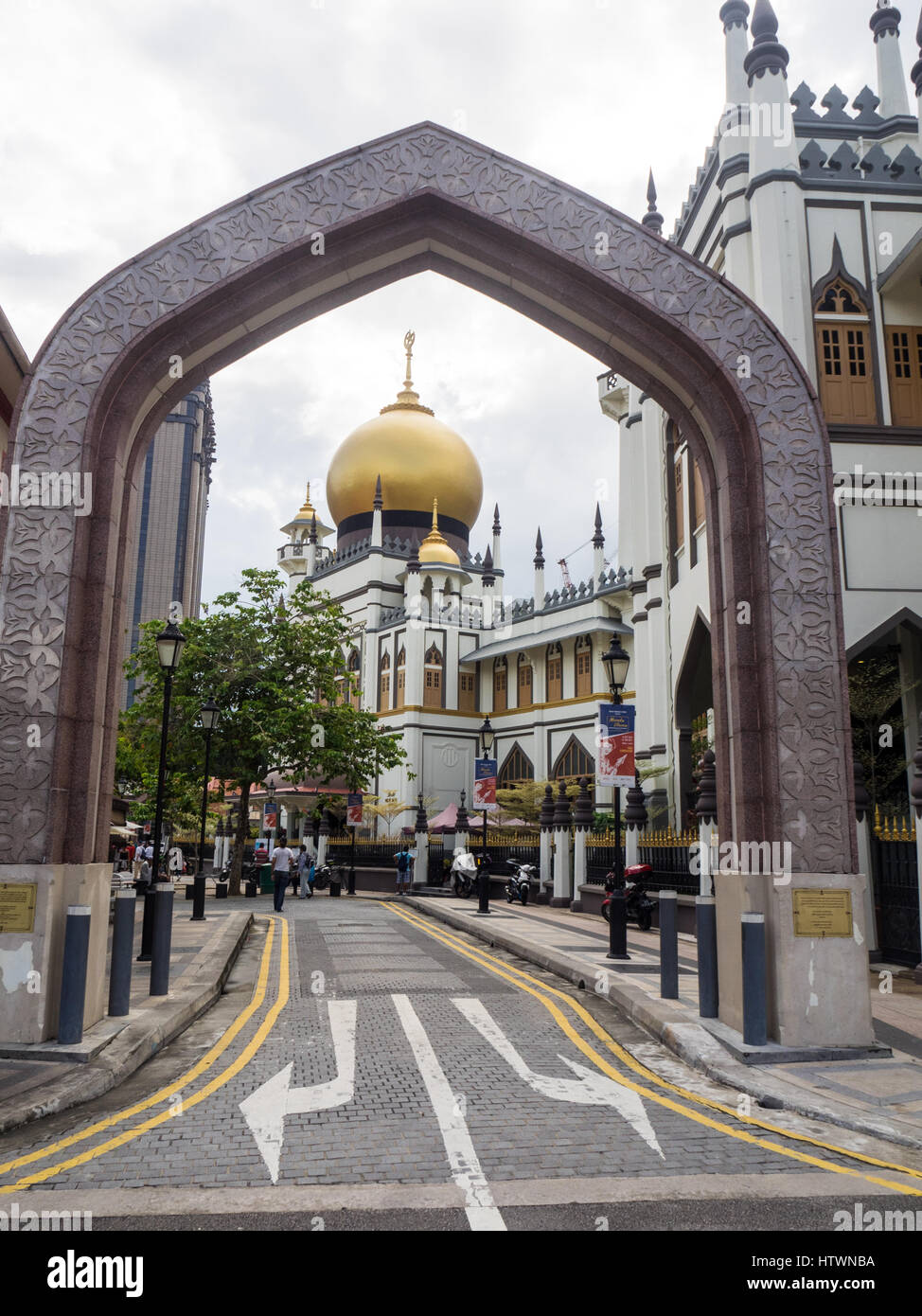 Masjid Sultan ou la Mosquée Sultan dans le quartier musulman, de Rochor, Singapour. Banque D'Images