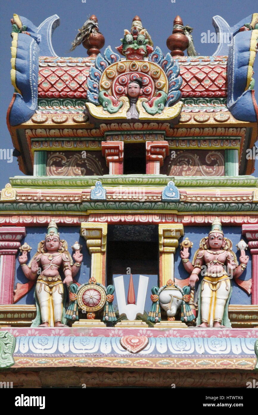 Des sculptures au temple de Sri Ranganathaswamy Srirangam,. Banque D'Images