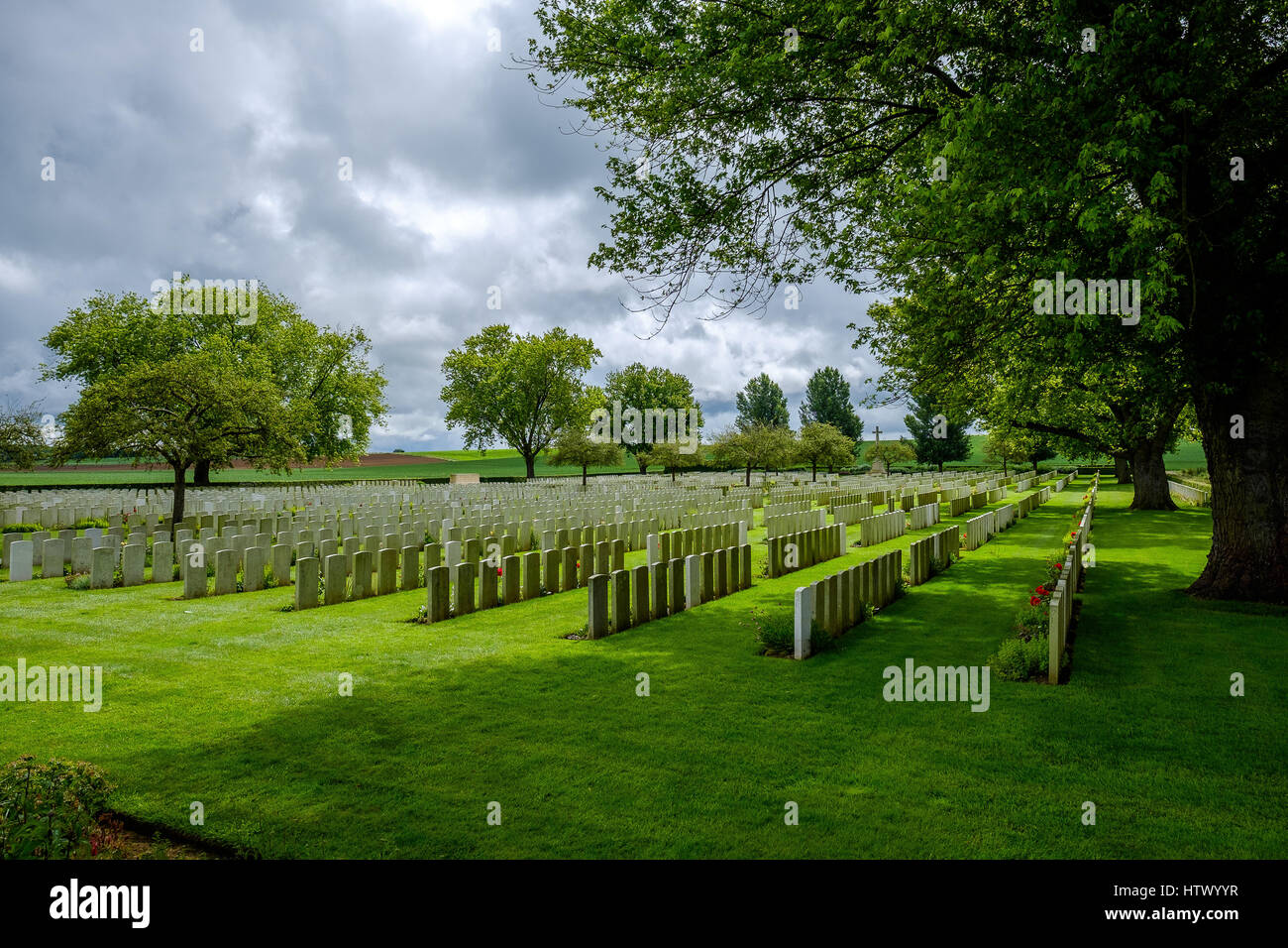 Cimetière britannique de la première Guerre mondiale, pas de Calais, France Banque D'Images